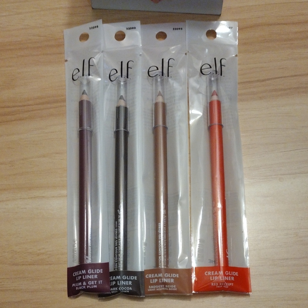e.l.f Cream Glide Lip Liner Set - Plum, Brown, Tan, Red 🆕